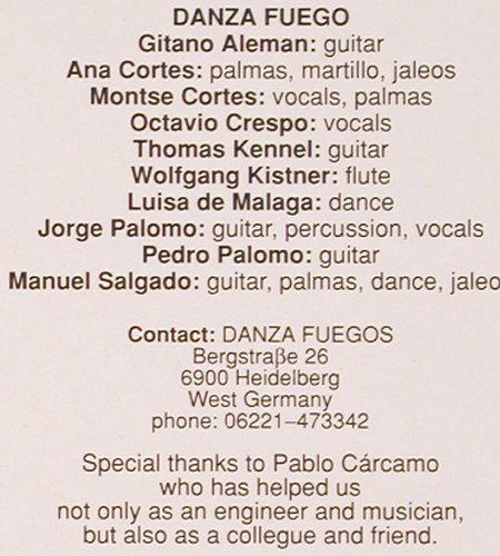 Danza Fuego: Flamenco-Poesie, ARC(EULP 1115), D,  - LP - V5343 - 6,00 Euro