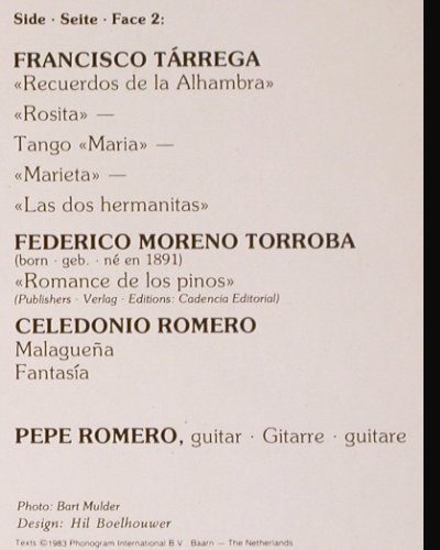Romero,Pepe: Famose Spanish Guitar Music, Philips(6514 381), NL, 1983 - LP - V5601 - 7,50 Euro