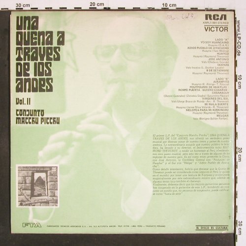 Conjunto Macchu Picchu - Vol.2: Una Quena a Traves de los Andes,woc, RCA(XRPL1-001), Peru, 1975 - LP - V5704 - 9,00 Euro