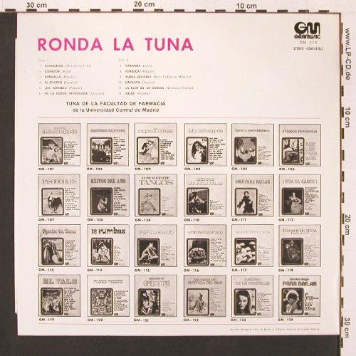 Tuna de la Facultad de Farmacia: Ronda la Tuna, Univ.Madrid, Gramusic(113), E, 1971 - LP - V5715 - 7,50 Euro