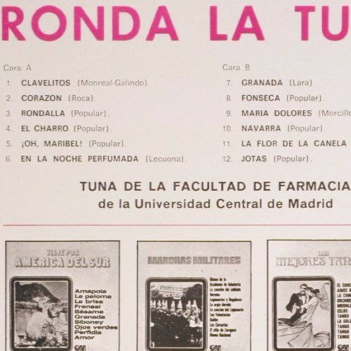 Tuna de la Facultad de Farmacia: Ronda la Tuna, Univ.Madrid, Gramusic(113), E, 1971 - LP - V5715 - 7,50 Euro