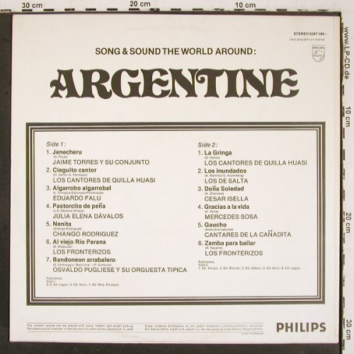V.A.Argentine (1962-1971): Songs & Sound The World Around, Philips (6347 196), NL, 1973 Typ: LP Best.-Nr.: V6488 Preis: 7,50 Euro.
