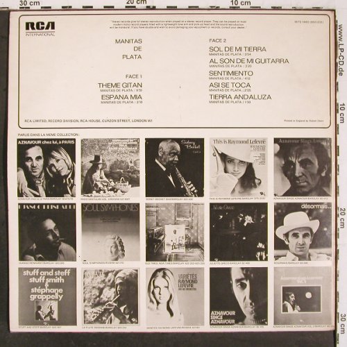 De Plata,Manitas: Same (Ri, 1973), RCA (INTS 1460), UK Typ: LP Best.-Nr.: V6670 Preis: 6,00 Euro.