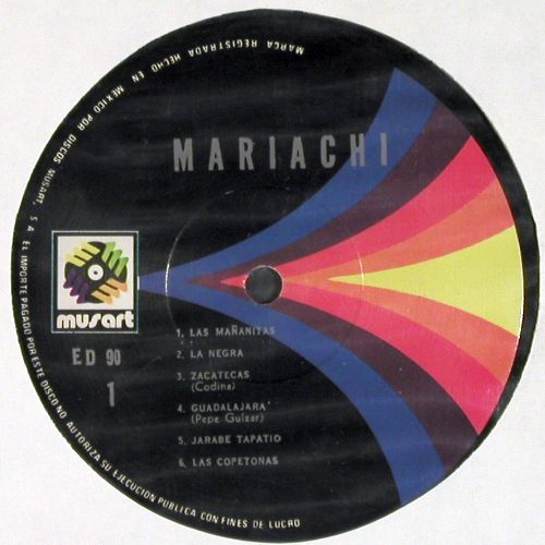 Mariachi: Mariachi Mexico, (Track1 vg-), Musart (ED 90), Mexico, 1960 Typ: LP Best.-Nr.: V7697 Preis: 7,50 Euro.