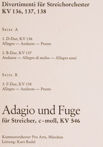 Mozart,Wolfgang Amadeus: Salzburger Symphonien,136,137,138, Christophorus (CGLP 75 811), D, Mono Typ: LP Best.-Nr.: K1353 Preis: 7,50 Euro