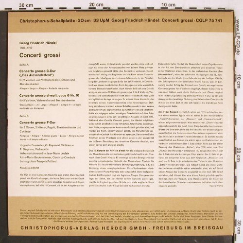 Händel,Georg Friedrich: Drei Concerti grossi, Christophorus/Erato(CGLP 75 741), D, Mono,  - LP - K1374 - 9,00 Euro