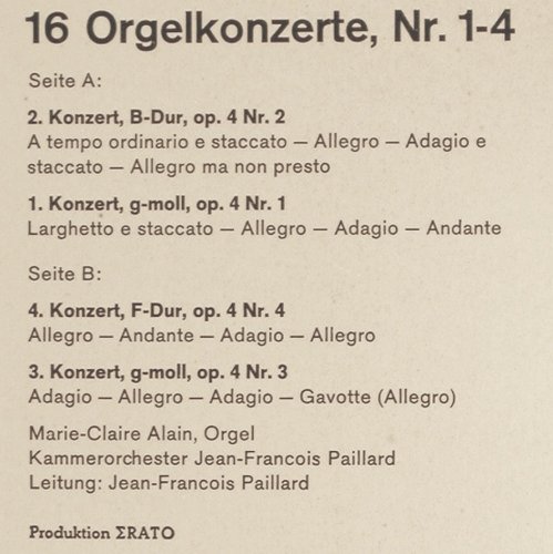 Händel,Georg Friedrich: 16 Orgelkonzerte, 1-16, Christophorus(CGLP 75 722/725), D, Mono,  - LP*4 - K1375 - 17,50 Euro