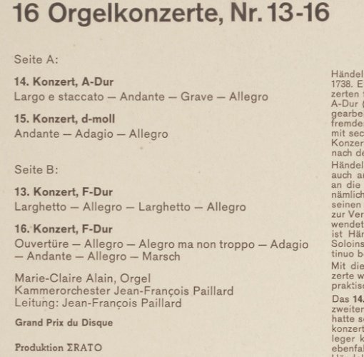 Händel,Georg Friedrich: 16 Orgelkonzerte, 1-16, Christophorus(CGLP 75 722/725), D, Mono,  - LP*4 - K1375 - 17,50 Euro