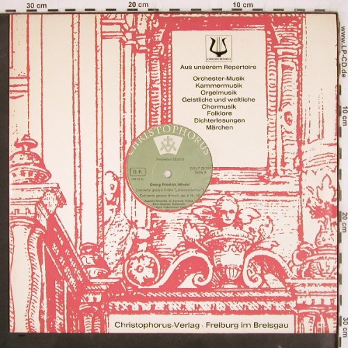Händel,Georg Friedrich: Concerto Grosso C-dur,Alexanderfest, Christophorus(CGLP 75 741), D,Mono,FLC,  - LP - K1377 - 5,00 Euro