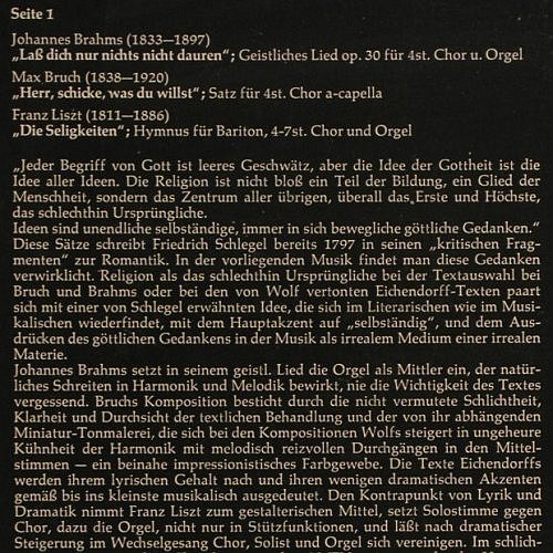 V.A.Geistige Chormusik der Romantik: Brahms,Bruch,Liszt,Menelssohn,Wolf, Bellaphon/Resono(BJS 4028), D, 1971 - LP - K1395 - 7,50 Euro