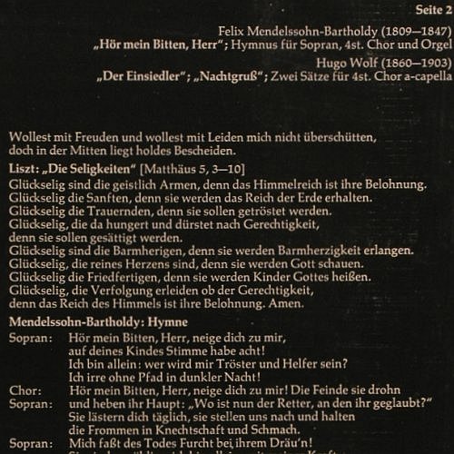 V.A.Geistige Chormusik der Romantik: Brahms,Bruch,Liszt,Menelssohn,Wolf, Bellaphon/Resono(BJS 4028), D, 1971 - LP - K1395 - 7,50 Euro