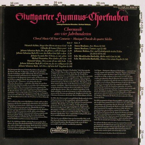Stuttgarter Hymnus-Chorknaben: Chormusik aus vier Jahrhunderten, Intercord(29 726-1 K), D,  - LP - K1396 - 7,50 Euro