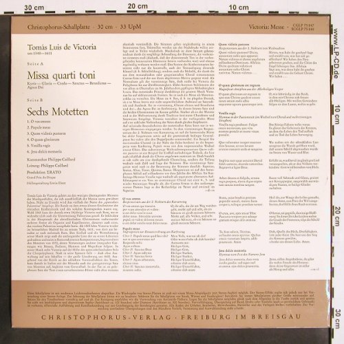 de Victoria,Tomas Luis: Missa Quarti Toni / Sechs Motetten, Christophorus/Erato(CGLP 75 847), D, Mono,  - LP - K1399 - 9,00 Euro