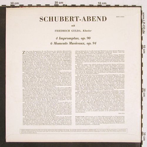 Schubert,Franz: 4 Impromtus op.40, op.94, vg+/m-, Concert Hall (SMS-2365), D Typ: LP Best.-Nr.: K1401 Preis: 6,00 Euro