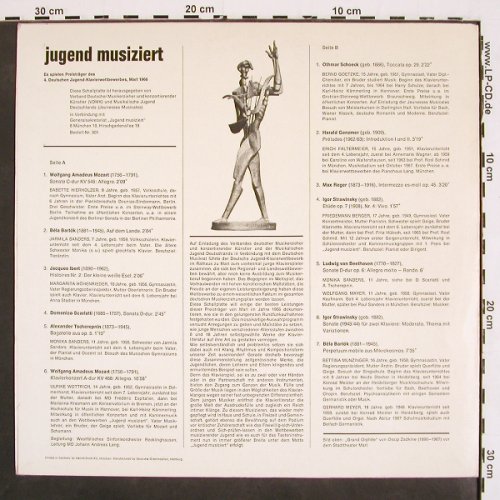 V.A.4.Deutscher Jugend-: Klavierwettbewerb, Marl 1966, jugend musiziert/DGr. (629 946), D, 1966 Typ: LP Best.-Nr.: K1402 Preis: 12,50 Euro
