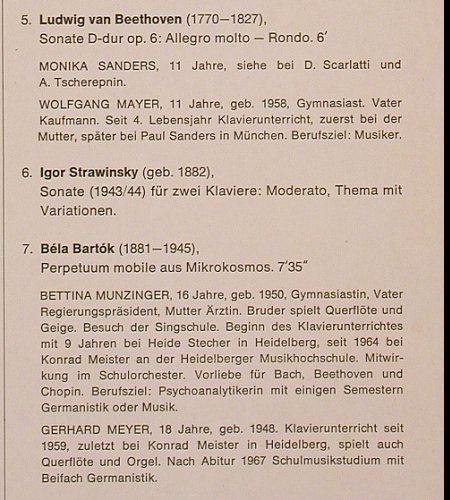 V.A.4.Deutscher Jugend-: Klavierwettbewerb, Marl 1966, jugend musiziert/DGr. (629 946), D, 1966 Typ: LP Best.-Nr.: K1402 Preis: 12,50 Euro