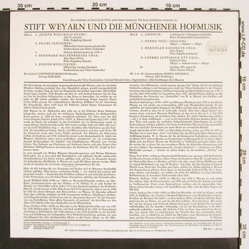 V.A.Stift Weyarn u.d.Münch.Hofmusik: J.W.Michl,Fr.Gleisner, L.J.Ott Crsa, Musica Bavarica (MB 303), D, 1973 Typ: LP Best.-Nr.: K1403 Preis: 9,00 Euro