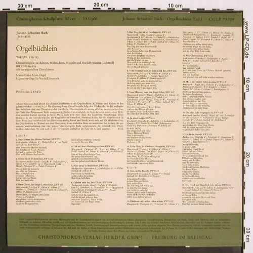 Bach,Johann Sebastian: Orgelbüchlein Teil1,BWV 599 bis 616, Christophorus (CGLP 73 709), D, Mono, 1962 Typ: LP Best.-Nr.: K1407 Preis: 9,00 Euro
