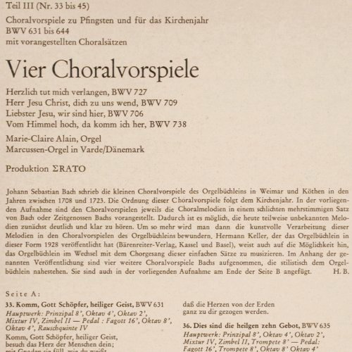 Bach,Johann Sebastian: Orgelbüchlein Teil3,BWV 631 bis 644, Christophorus (CGLP 73 711), D, Mono, 1962 Typ: LP Best.-Nr.: K1409 Preis: 9,00 Euro