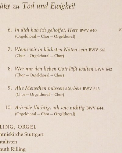 Bach,Johann Sebastian: Das Orgelbüchlein 4,Tod u.Ewigkeit, Musicaphon (BM 30 SL 1529), D, Foc, 1965 Typ: LP Best.-Nr.: K1410 Preis: 9,00 Euro