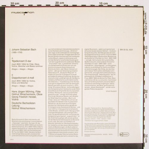 Bach,Johann Sebastian: Tripelkonzert D-dur, Doppelk.d-moll, Musicaphon (BM 30 SL 4201), D, 1980 Typ: LP Best.-Nr.: K1412 Preis: 9,00 Euro