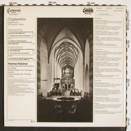 Bach,Johann Sebastian: Orgelwerke,Toccata uFuge d-moll,565, Capriccio (41 578 6), D, 1984 Typ: LP Best.-Nr.: K1414 Preis: 7,50 Euro