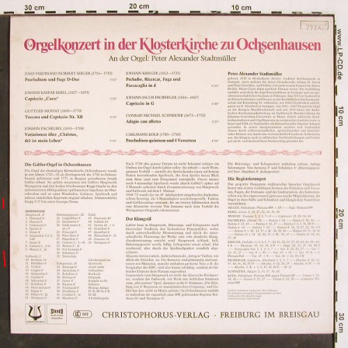 V.A.Orgelkonzert i.d.Klosterkirche: zu Ochsenhausen,Seeger..Kolb, Christophorus (SCGLX 74 008), D Typ: LP Best.-Nr.: K1420 Preis: 6,00 Euro