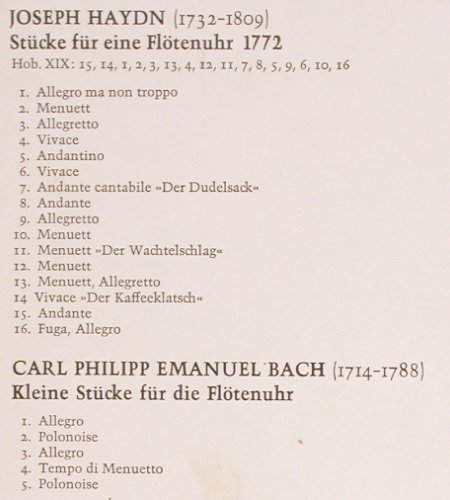 V.A.Musik für Flötenuhren: Haydn,C.P.E. Bach,Mozart, Beeth., Christophorus (SCGLX 73 882), D Typ: LP Best.-Nr.: K1421 Preis: 7,50 Euro