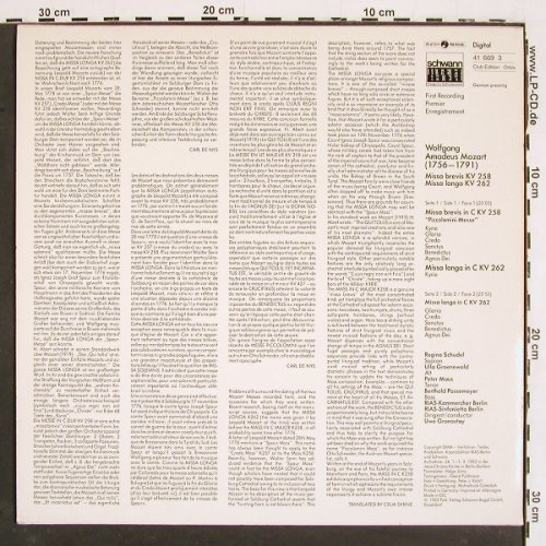 Mozart,Wolfgang Amadeus: Missa Longa / Missa Brevis, Schwann(41 669 3), D,Club Ed., 1983 - LP - K1427 - 6,00 Euro