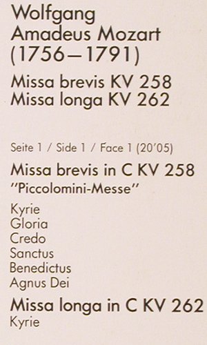 Mozart,Wolfgang Amadeus: Missa Longa / Missa Brevis, Schwann(41 669 3), D,Club Ed., 1983 - LP - K1427 - 6,00 Euro