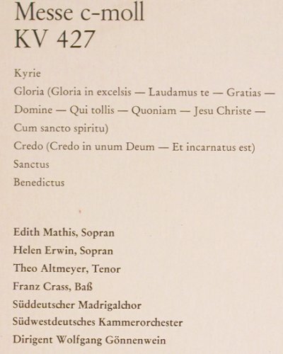 Mozart,Wolfgang Amadeus: Messe C-Moll KV 427, EMI(C 063-29 018), D, co,  - LP - K1428 - 6,00 Euro