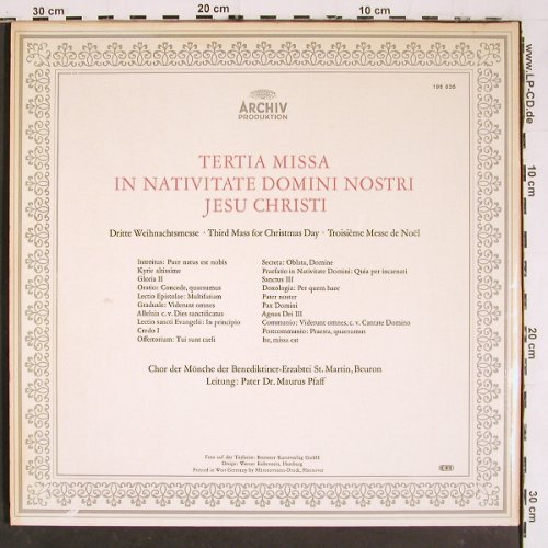 Mönche der Benediktiner-Erzabtei: St.Martin, Beuron.Tertia Missa..Foc, Archiv(198 036), D,Ri,m/vg+,  - LP - K1457 - 5,00 Euro