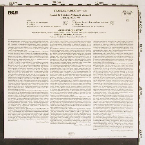 Schubert,Franz: Quintet In C Major Op.163,D.956, RCA (26.41355), D, 1975 Typ: LP Best.-Nr.: K1462 Preis: 7,50 Euro.