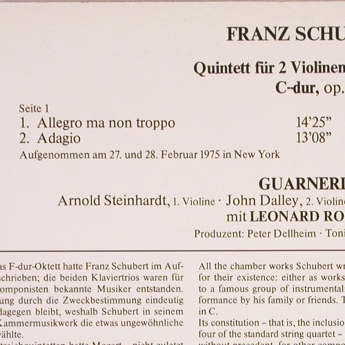 Schubert,Franz: Quintet In C Major Op.163,D.956, RCA (26.41355), D, 1975 Typ: LP Best.-Nr.: K1462 Preis: 7,50 Euro.
