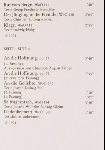 Schreier,Peter: Beethoven-Lieder, Box, Telefunken (6.35575 DX), D, 1976 Typ: 2LP Best.-Nr.: K1466 Preis: 7,50 Euro.