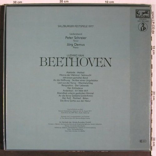 Schreier,Peter: Beethoven-Lieder, Box, Telefunken (300 760-430), D, 1980 Typ: 2LP Best.-Nr.: K1467 Preis: 7,50 Euro.