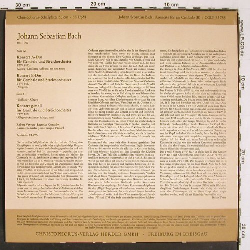 Bach,Johann Sebastian: Cembalokonzerte 2, BWV 1055,1058, Christophorus(CGLP 75 755), D, Mono,  - LP - K1469 - 7,50 Euro