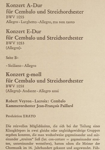 Bach,Johann Sebastian: Cembalokonzerte 2, BWV 1055,1058, Christophorus(CGLP 75 755), D, Mono,  - LP - K1469 - 7,50 Euro