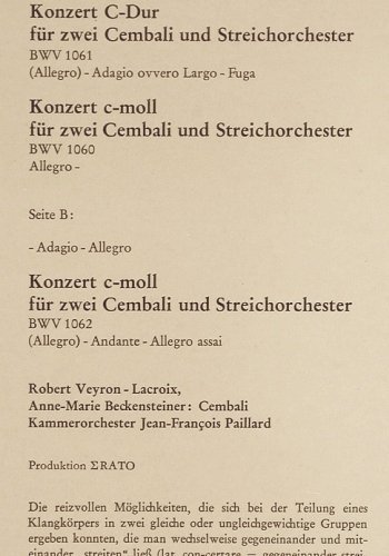 Bach,Johann Sebastian: Konzerte f. 2 Cembali,BWV 1060-1062, Christophorus(CGLP 75 756), D, Mono,  - LP - K1470 - 9,00 Euro