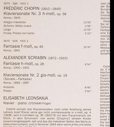 Chopin,Frederic: Sonate Nr.3,op.58,49/Sonate Nr.2, Teldec (6.44 253 AZ), D, co, 1989 Typ: LP Best.-Nr.: K1482 Preis: 7,50 Euro.