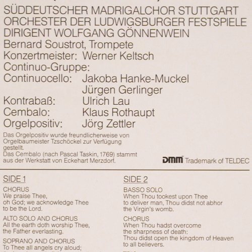 H&auml;ndel,Georg Friedrich: Dettinger Te Deum,Foc, Harmonia Mundi (1999801), D, 1983 Typ: LP Best.-Nr.: K1484 Preis: 9,00 Euro.