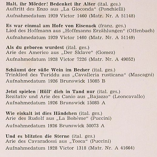 Lauri-Volpi,Giacomo: Lebendige Vergangenheit, LV (LV 36), A Typ: LP Best.-Nr.: K1490 Preis: 7,50 Euro.