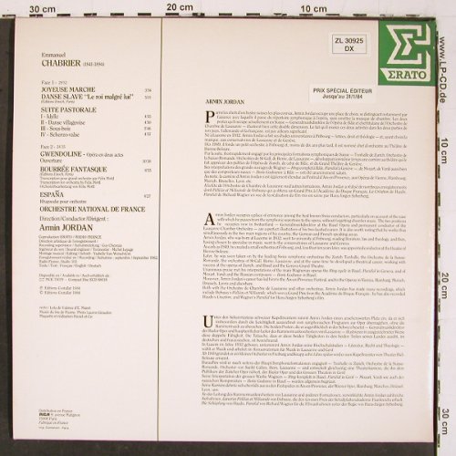 Chabrier,Emmanuel: Espana&sol;Bourree Fantasque, Foc, Erato (NUM 75079&sol;ZL), F, 1984 Typ: LP Best.-Nr.: K1495 Preis: 7,50 Euro.