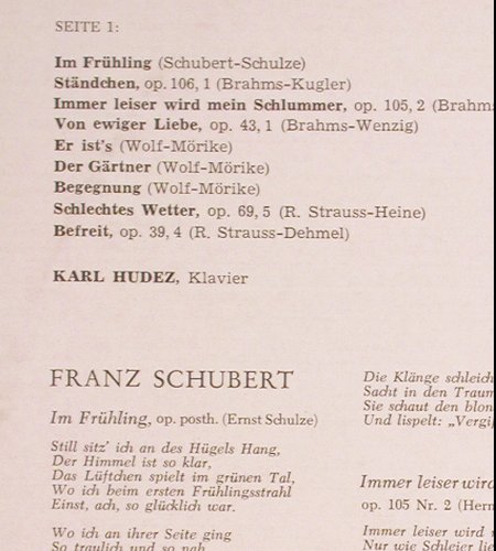 Casa,Lisa Della: Lieder von Schubert,Brahms,Wolf Und, Decca (BLK 21049), D Typ: LP Best.-Nr.: K1498 Preis: 9,00 Euro.