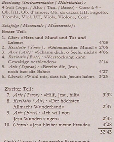 Bach,Johann Sebastian: Herz u.Mund u.Tat u.Leben.BWV174/60, Archiv(198 331), D, Foc, 1964 - LP - K1499 - 9,00 Euro