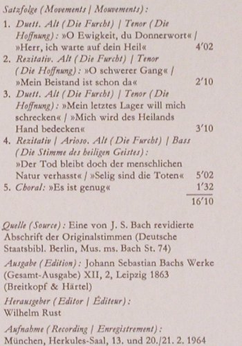 Bach,Johann Sebastian: Herz u.Mund u.Tat u.Leben.BWV174/60, Archiv(198 331), D, Foc, 1964 - LP - K1499 - 9,00 Euro