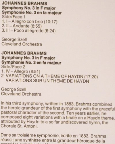 Brahms,Johannes: Sinfonie Nr.3 &sol; Haydn-Variationen, Maestro (61924), NL, Ri Typ: LP Best.-Nr.: K1513 Preis: 6,00 Euro.