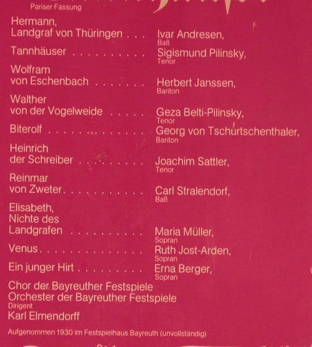 Wagner,Richard: Tannh&auml;user(1930),Box, FS-New,sealed, EMI (137-03 130&sol;32), D Typ: 3LP Best.-Nr.: K1521 Preis: 24,00 Euro.