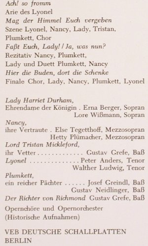 Flotow,Friedrich von: Martha, Eterna(8 20 699), DDR, 1970 - LP - K1524 - 7,50 Euro