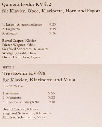 Mozart,Wolfgang Amadeus: Quintett es dur KV 452,Trio KV 498, Eterna(7 29 186), DDR, 1989 - LP - K1525 - 6,00 Euro